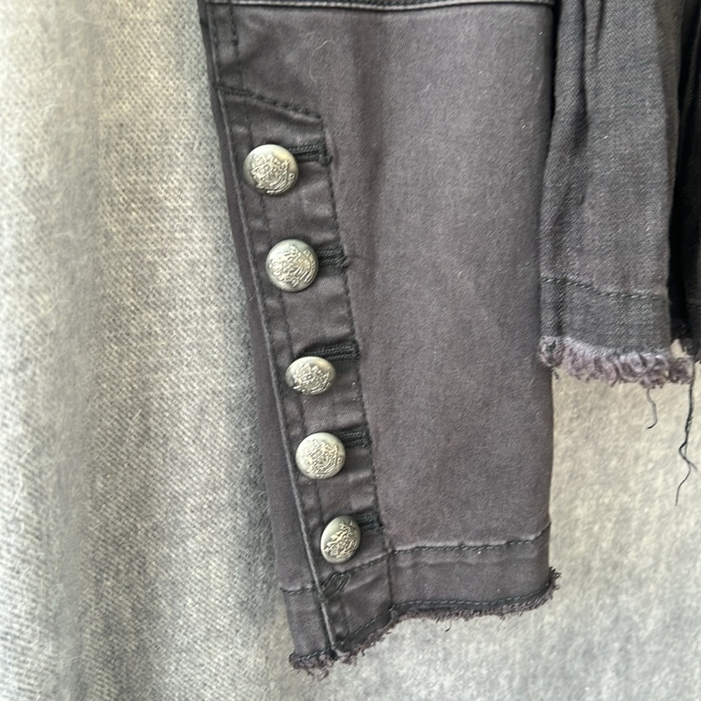 Free People Military Style Peplum Double Breasted Denim Jacket Small - Picture 4 of 7